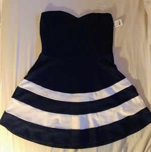 Striped Sweetheart Strapless Skater Dress